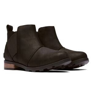 Sorel Emelie Chelsea Boots Size y NL2671-010 Black Suede EUC Ankle Booties